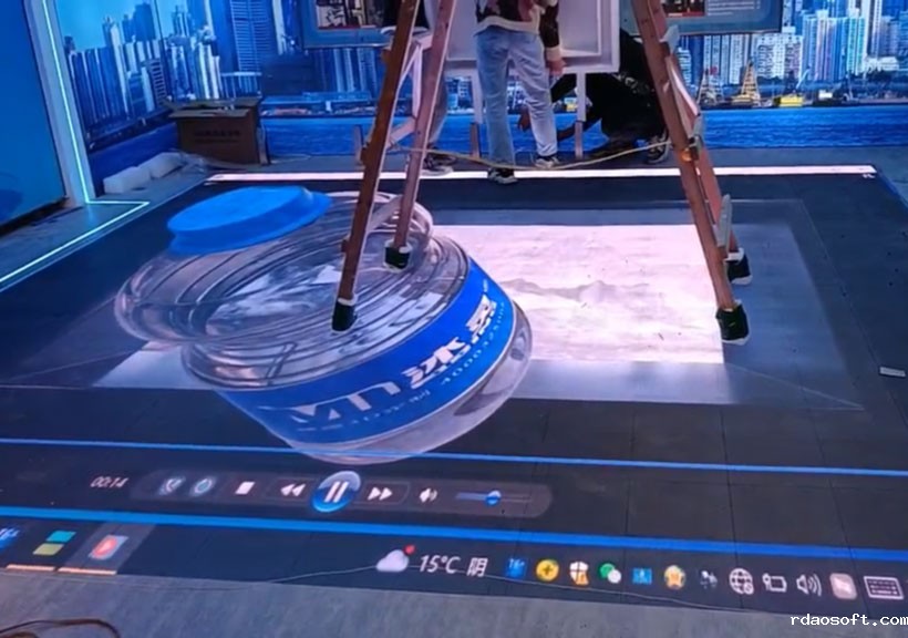 P3.91地面墙面相结合沉浸式LED室内互动显示屏(图1)